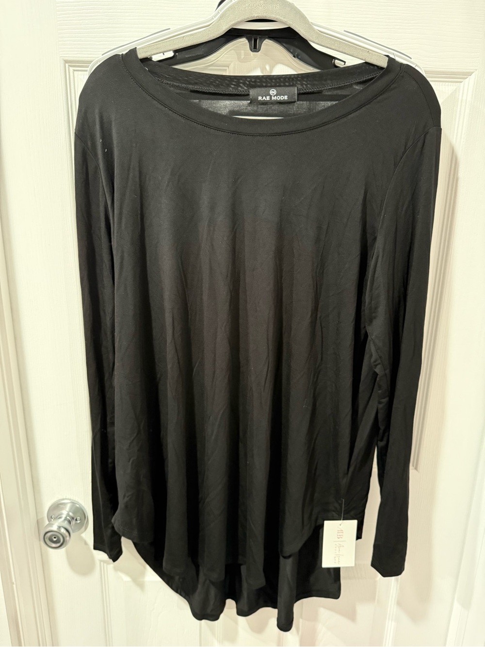 Rae Mode All Black Long Sleeve modal fabric tunic 2X